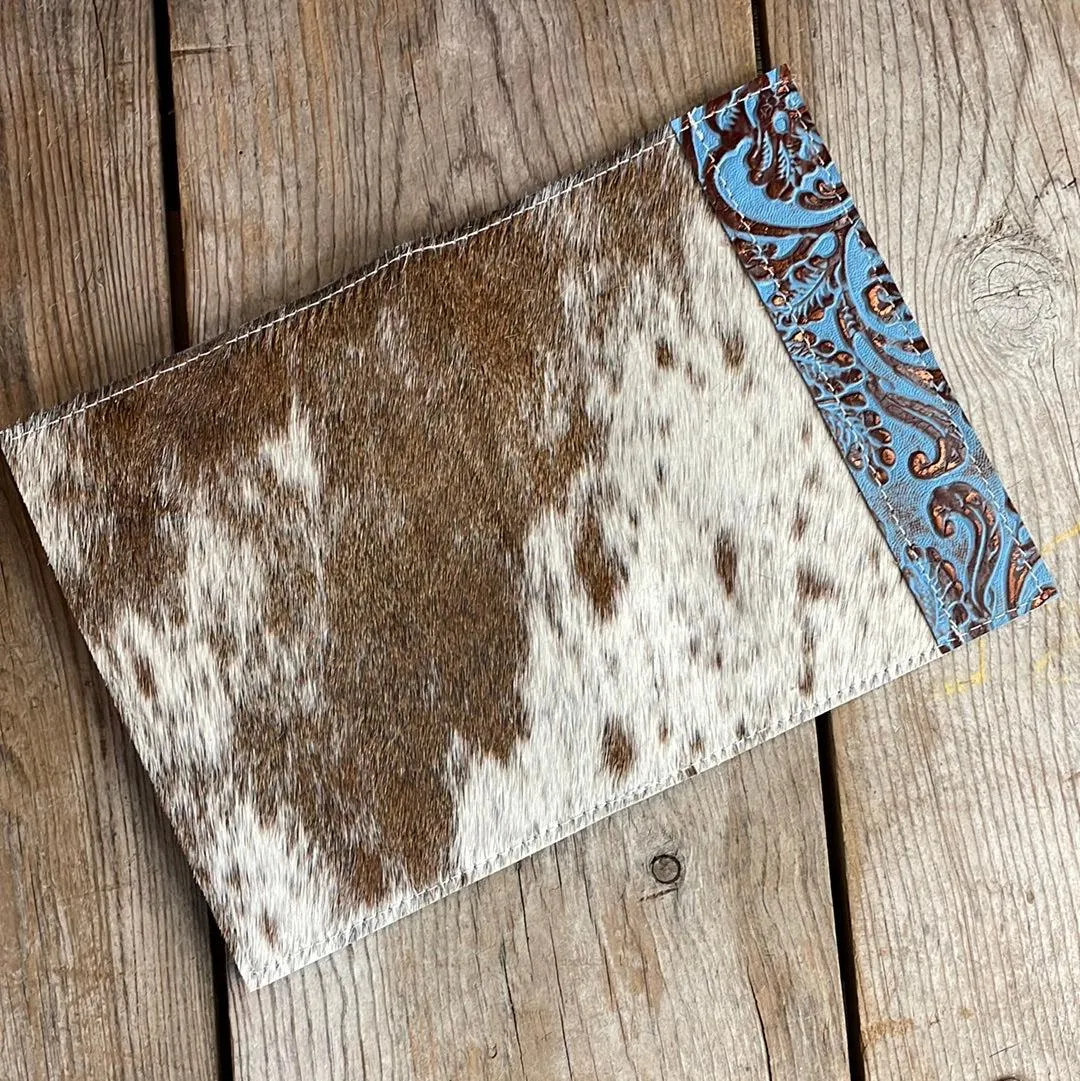 060 Small Notepad Cover - Chocolate & White w/ Blue Bonnet Tool