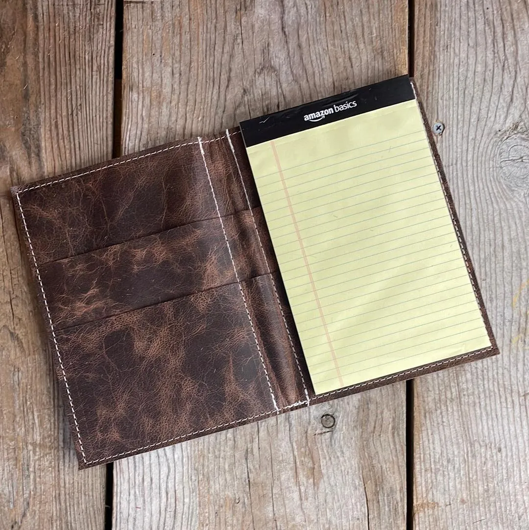 060 Small Notepad Cover - Chocolate & White w/ Blue Bonnet Tool