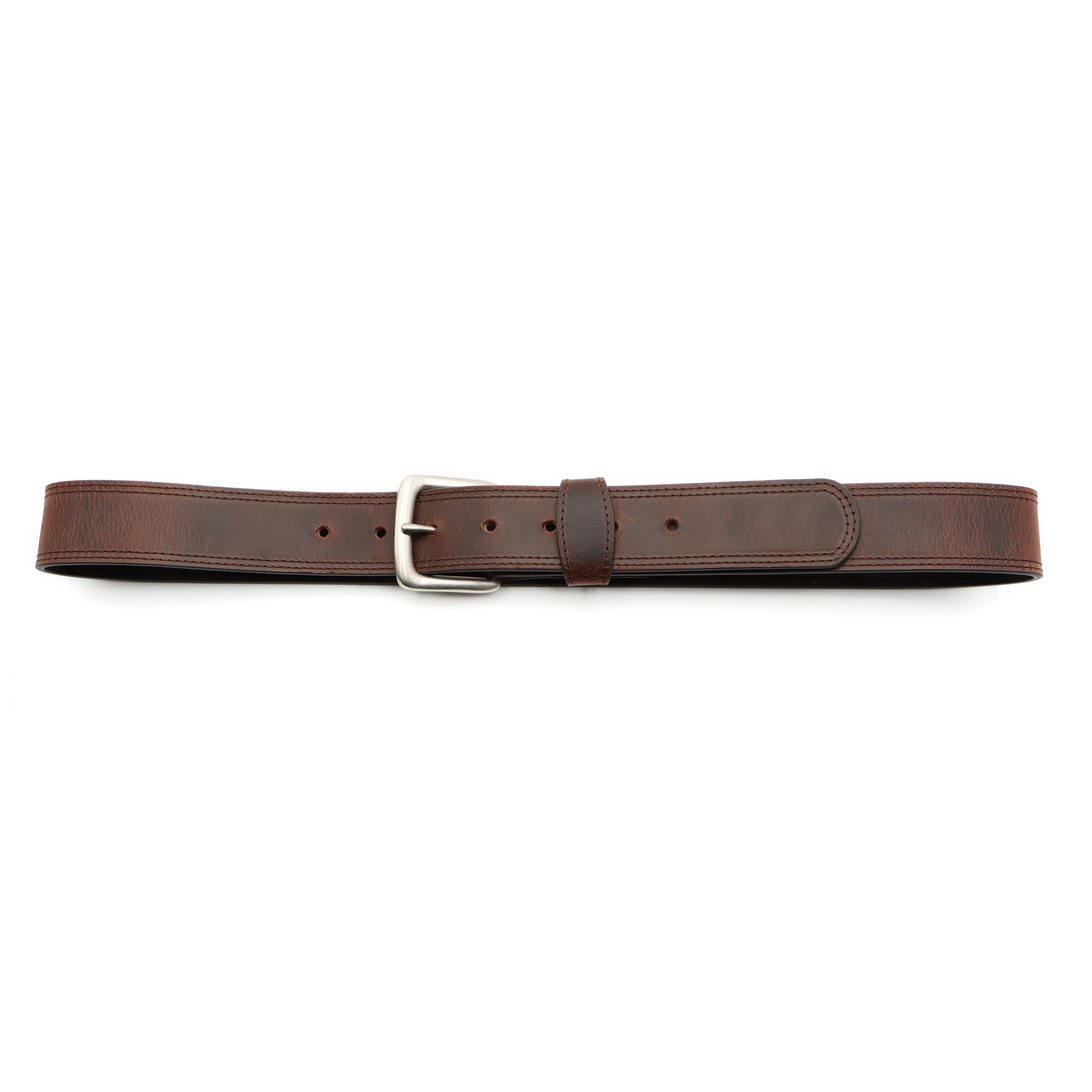 1 1/2" Oily Brown Double Stitch Belt