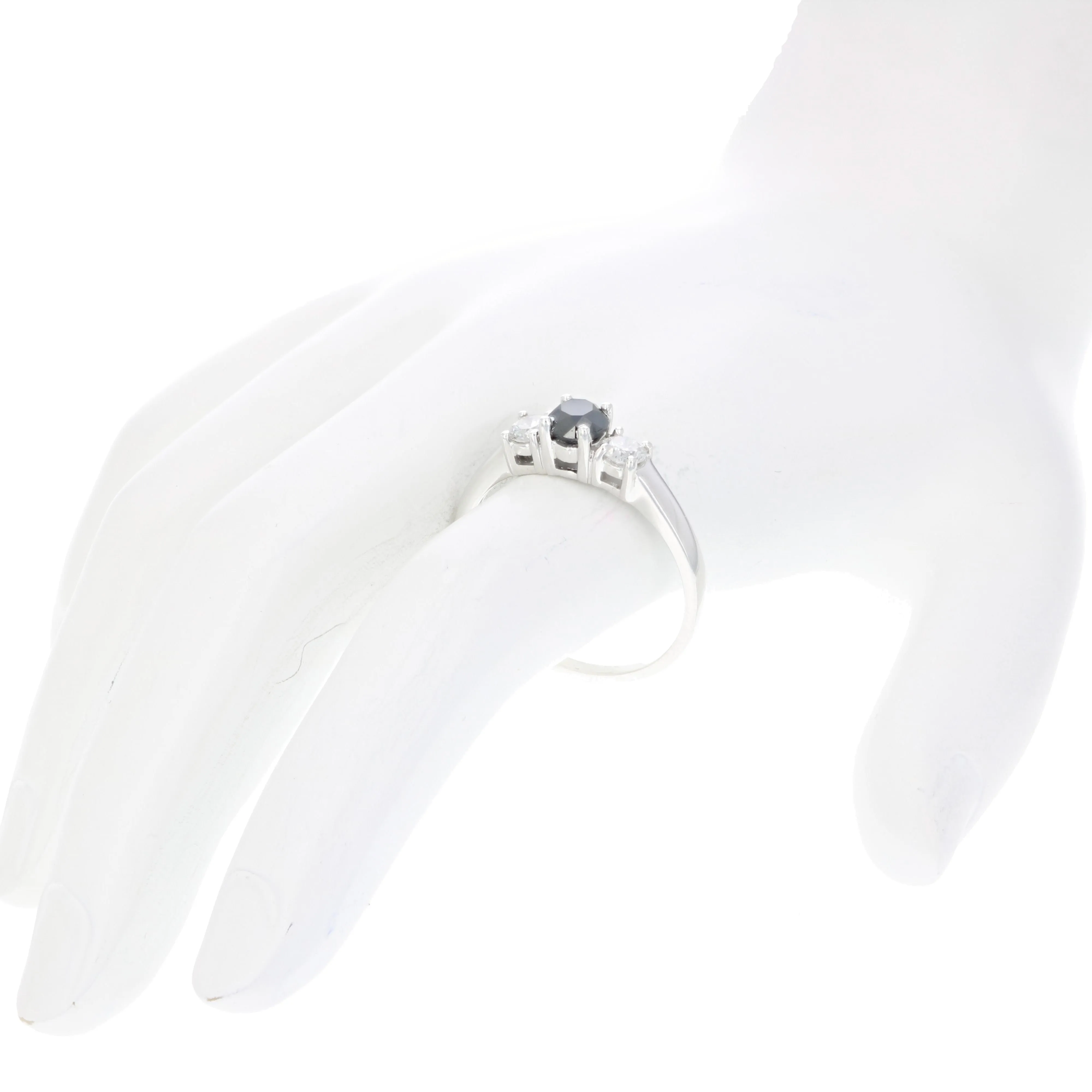 1 cttw Black and White Diamond Ring in 14K White Gold