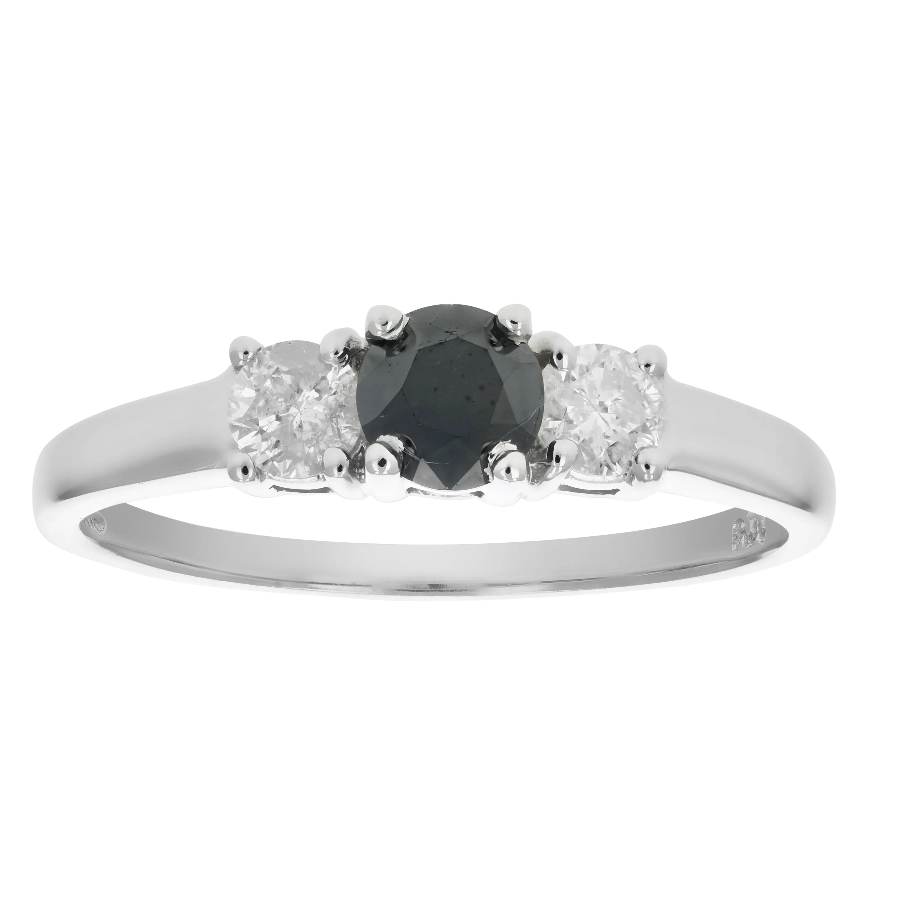 1 cttw Black and White Diamond Ring in 14K White Gold