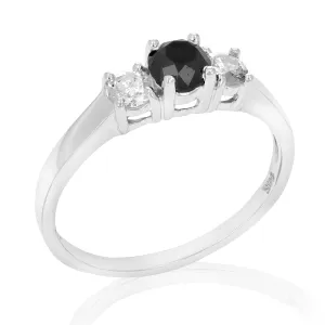 1 cttw Black and White Diamond Ring in 14K White Gold