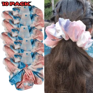 10 Pack Scunci Collection Luxurious Oversized Hair Statement Tie Dye Scrunchies