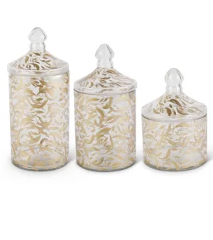 11.25" Gold Leaf Glass Container