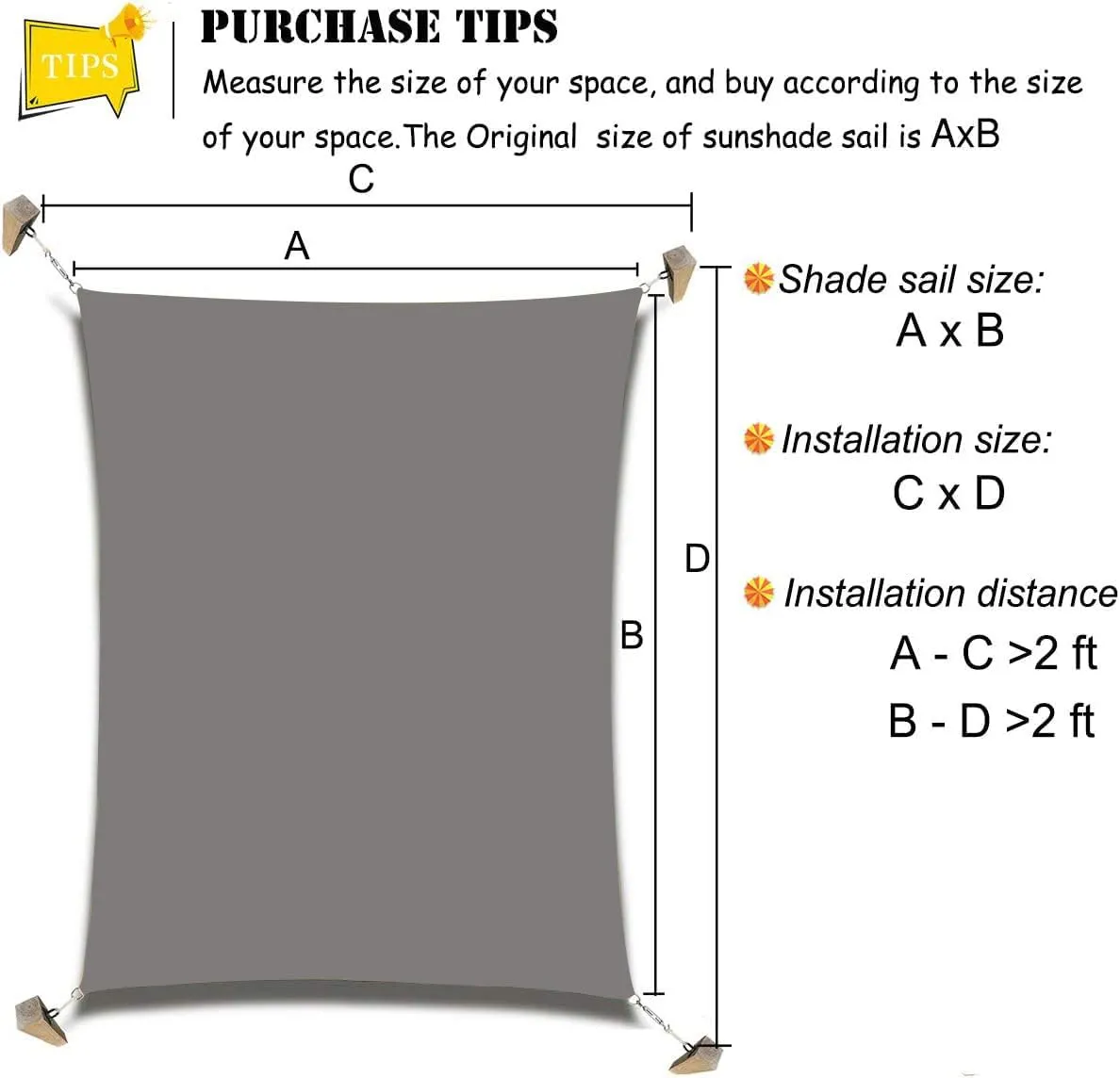 12'x20' Rectangle Patio Sun Shade Sail（Grey Color）