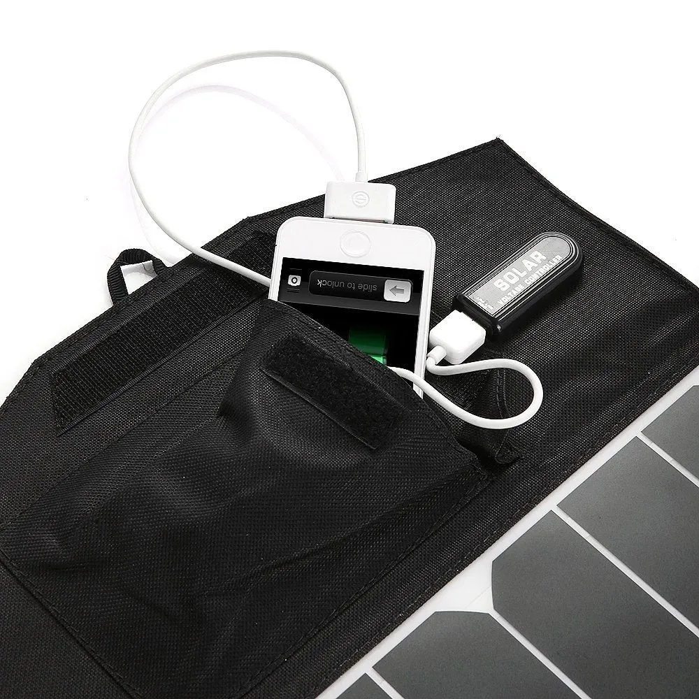 14-Watt Folding Solar Panel Charger for Smartphone iPhone Galaxy and More