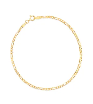 14k Gold Figaro Link Chain Bracelet