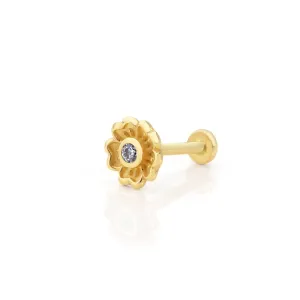 14k Gold Five Petal Minimal Flower Model Tragus Piercing