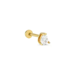 14k Gold Minimal Model Drop Stone Tragus Piercing
