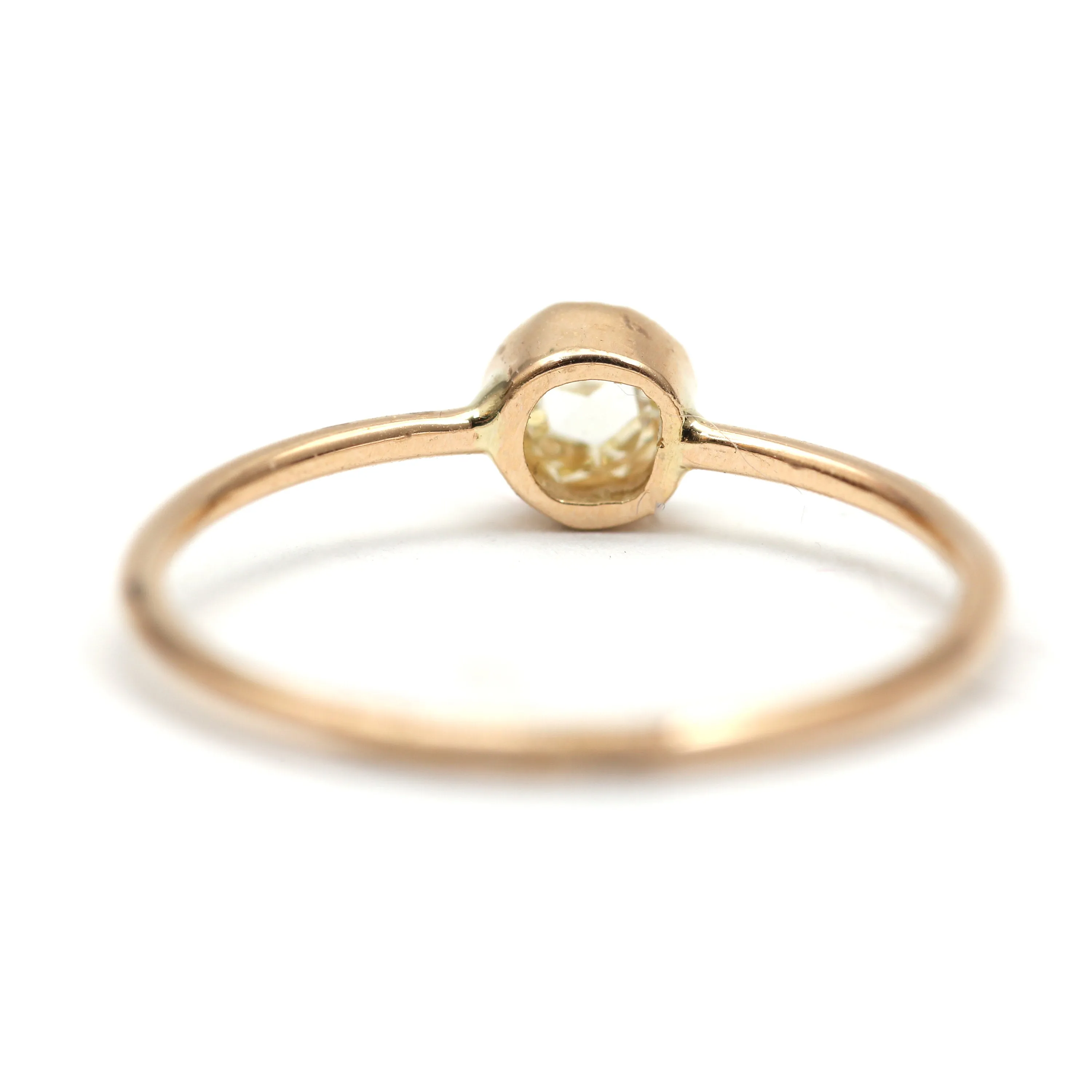 14k Rose Cut Diamond Round Solitaire Ring