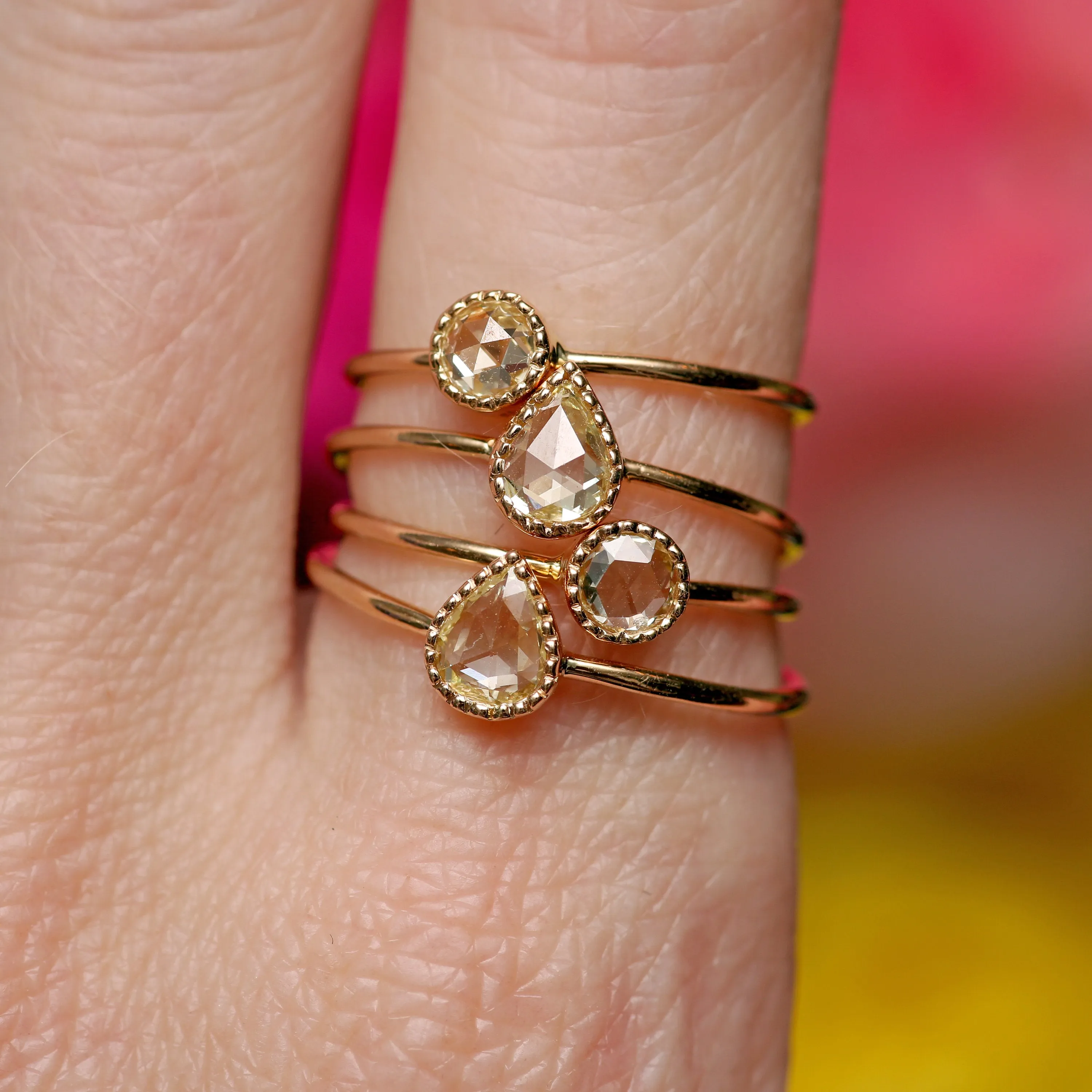 14k Rose Cut Diamond Round Solitaire Ring