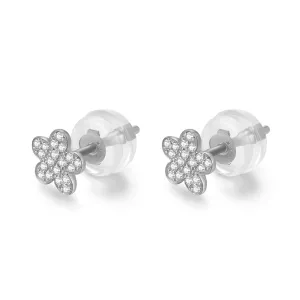 14K Solid Gold Flower Stud Earring Exclusively Handcrafted 0.105 Carat Natural Diamond (H-F Color, VS1-VS2 Clarity)