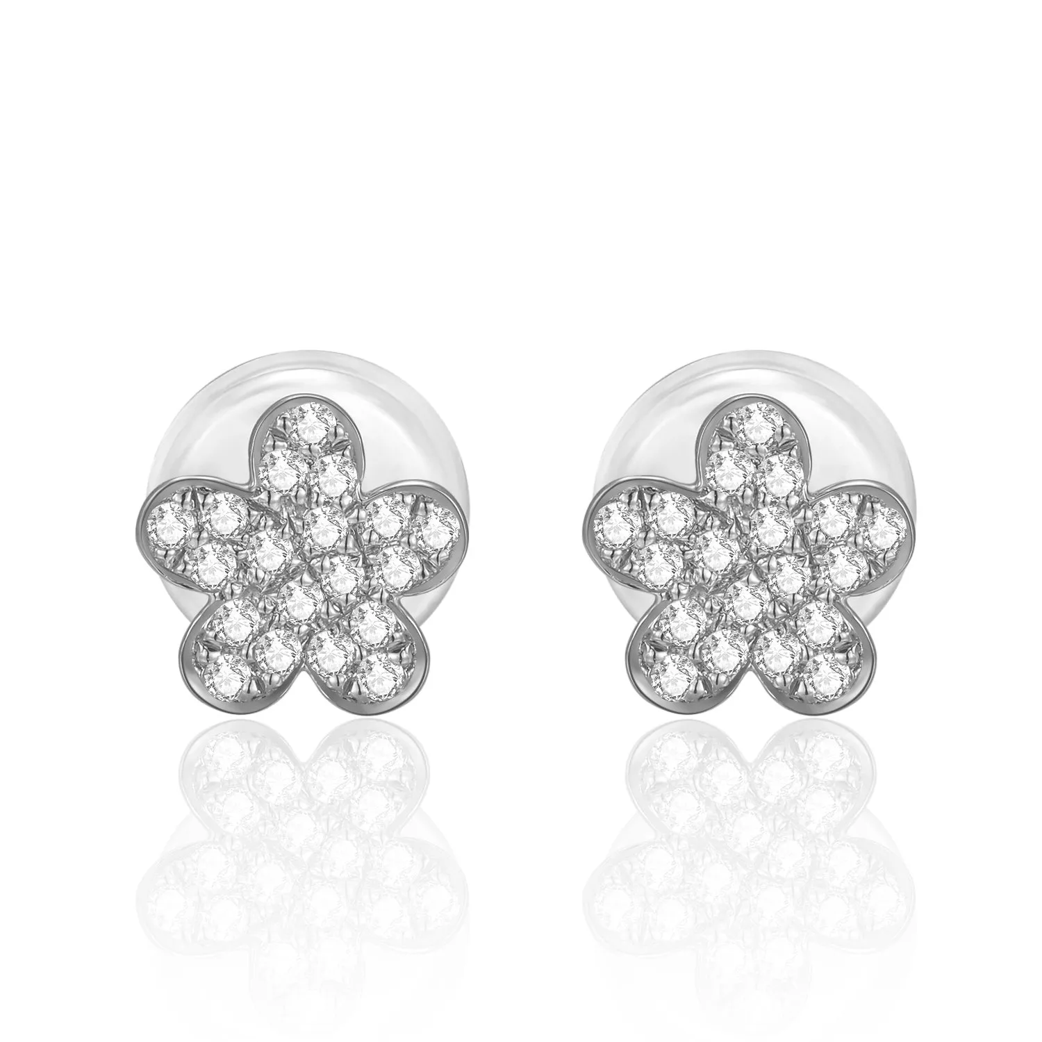 14K Solid Gold Flower Stud Earring Exclusively Handcrafted 0.105 Carat Natural Diamond (H-F Color, VS1-VS2 Clarity)
