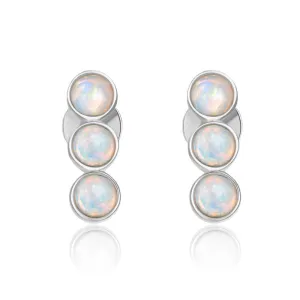 14K Solid Gold Round Cut Stud Earring Exclusively Handcrafted 0.724 Carat Opal