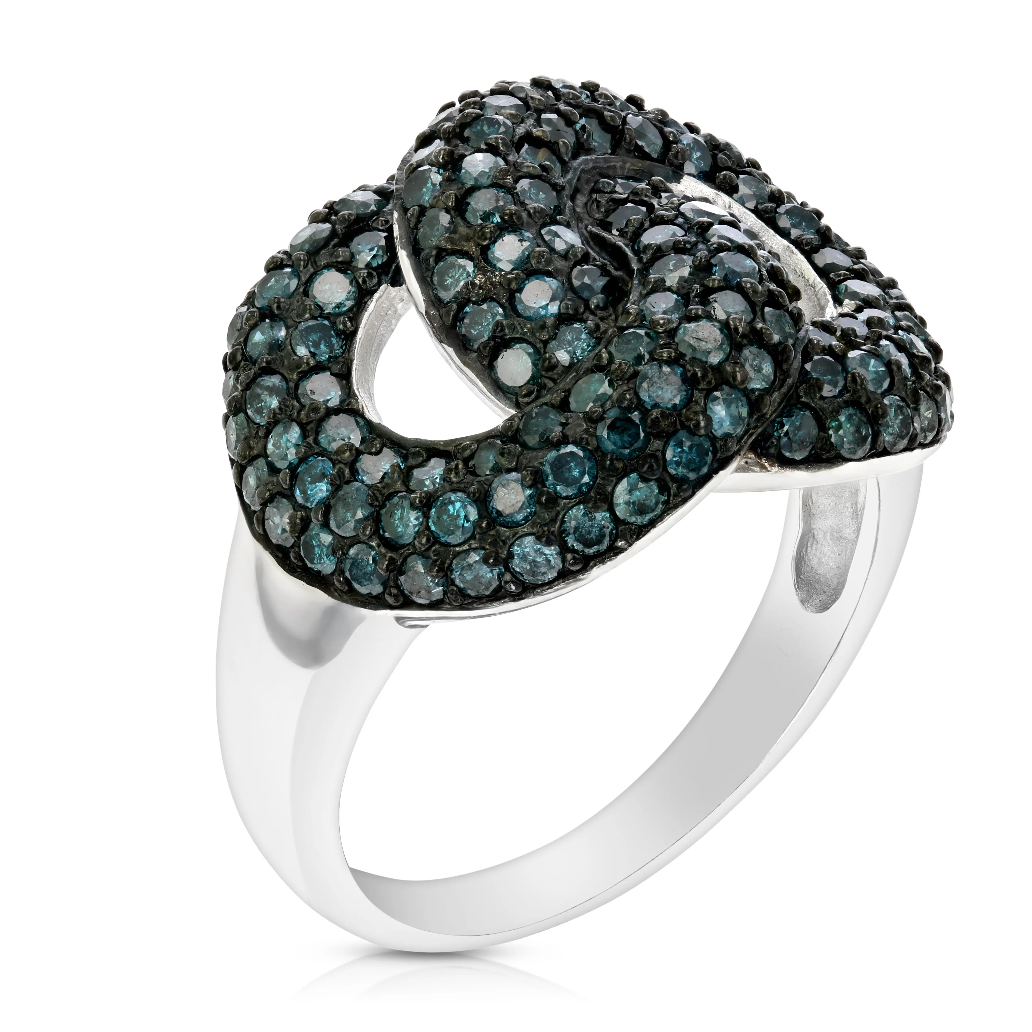 1.65 cttw Blue Diamond Interlinked Statement Ring in Sterling Silver