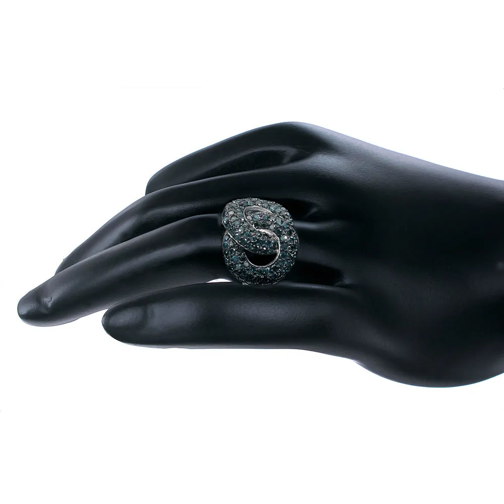 1.65 cttw Blue Diamond Interlinked Statement Ring in Sterling Silver