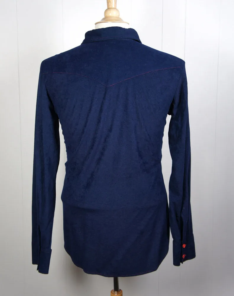1970's Blue & Red Button Up Arnel Western Shirt  - Size L