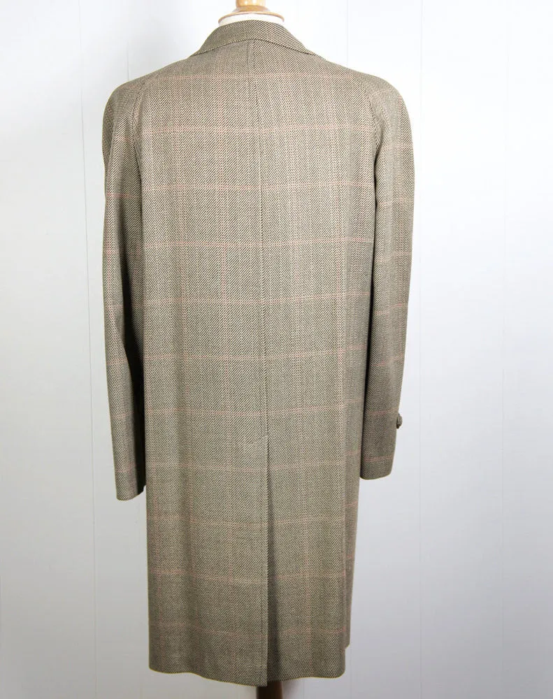 1970's Brown, Beige & Red Tweed Trench Coat - Size L