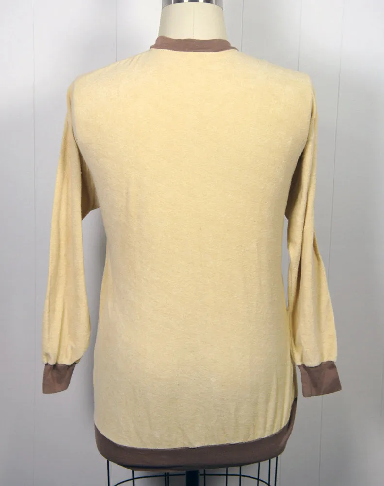 1970's Brown Color Block V-Neck Sweater - Size L