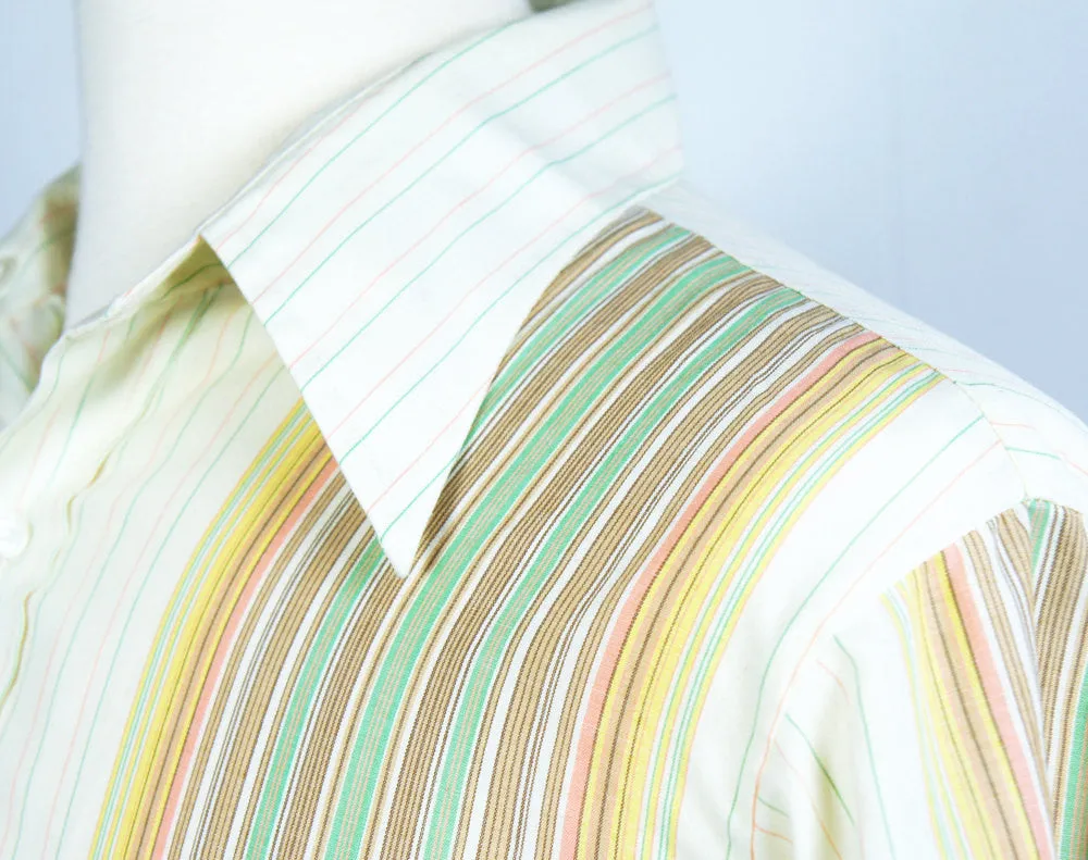 1970's Sherbert Striped Button Up Shirt - Size L
