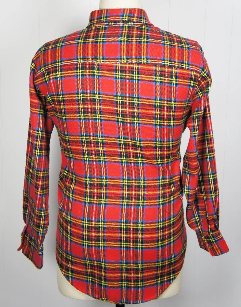 1980's Festive Multicolor Striped Plaid Flannel Shirt - Size XL