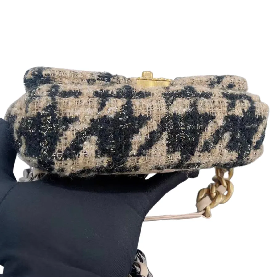 19K Beige Houndstooth Tweed 19 Waist Belt Bag