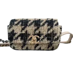 19K Beige Houndstooth Tweed 19 Waist Belt Bag