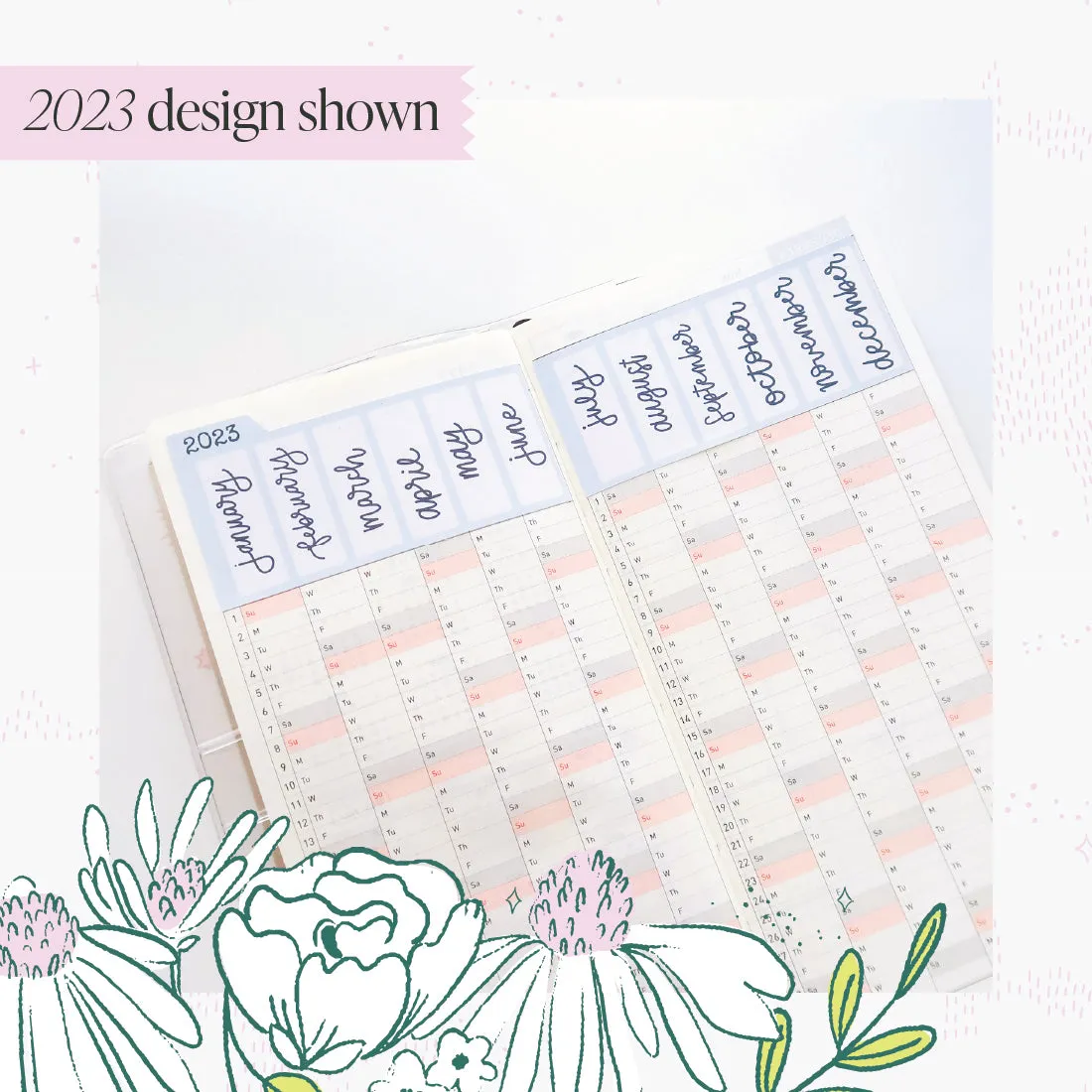 2024 H. Weeks Yearly Index Sticker Kit - Leaf Print