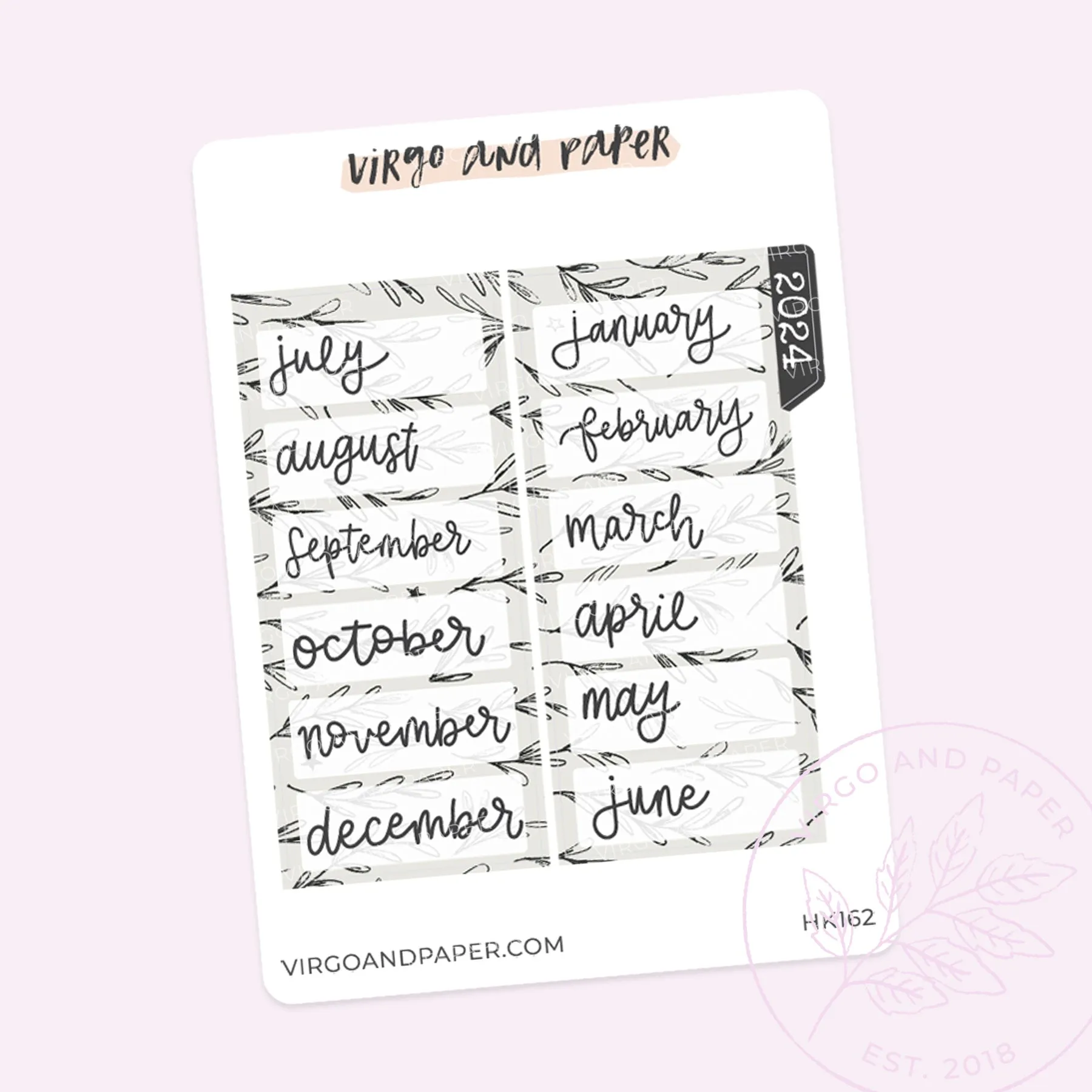 2024 H. Weeks Yearly Index Sticker Kit - Leaf Print
