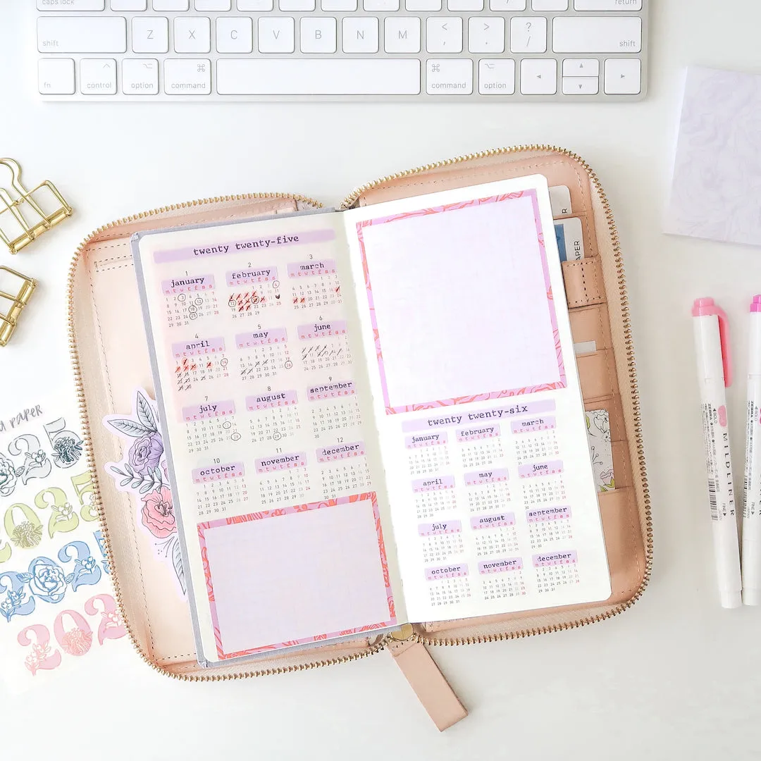 2025 H. Weeks Yearly Calendar Sticker Kit - Pink