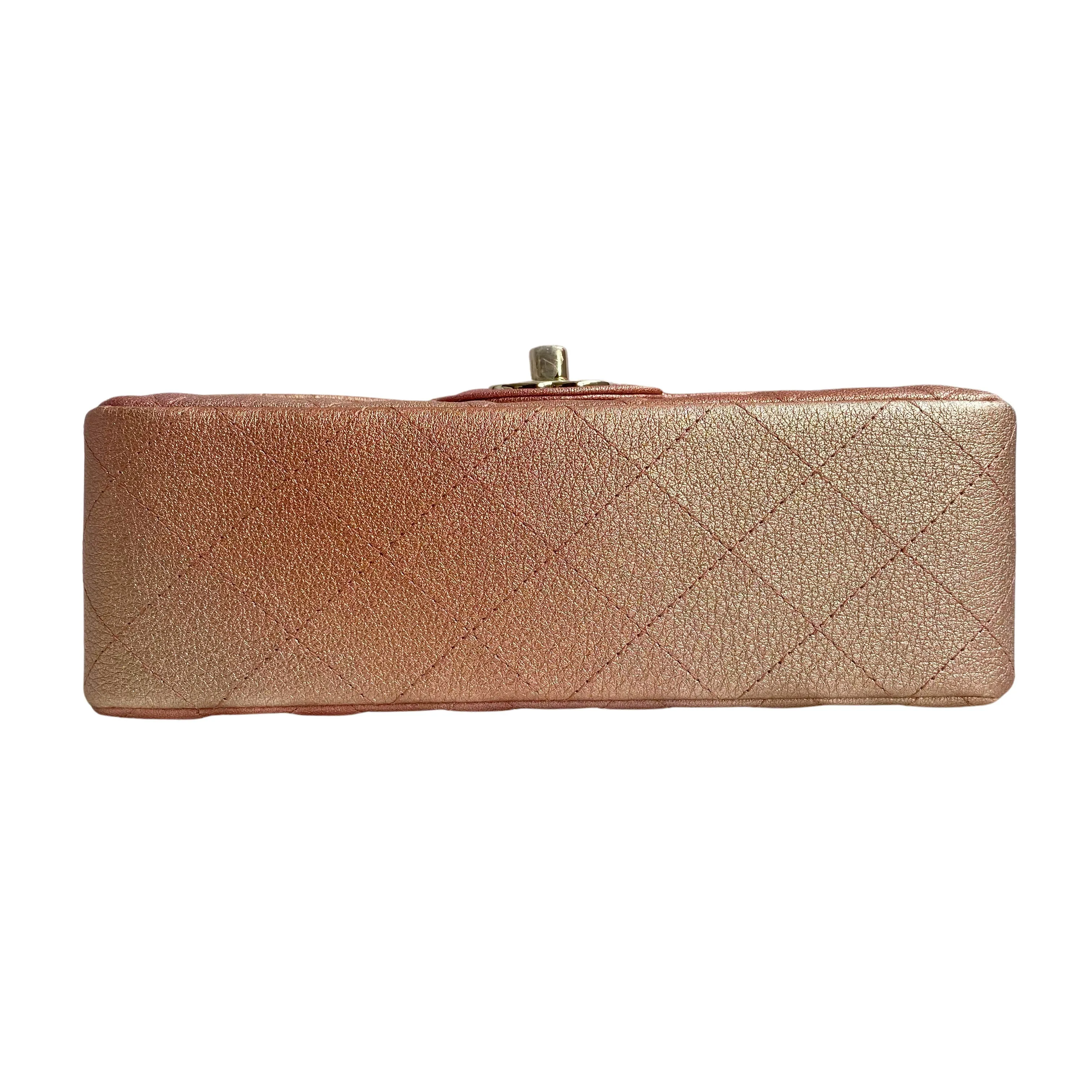 21S Rose Gold Lambskin Mini Rectangular Flap Bag