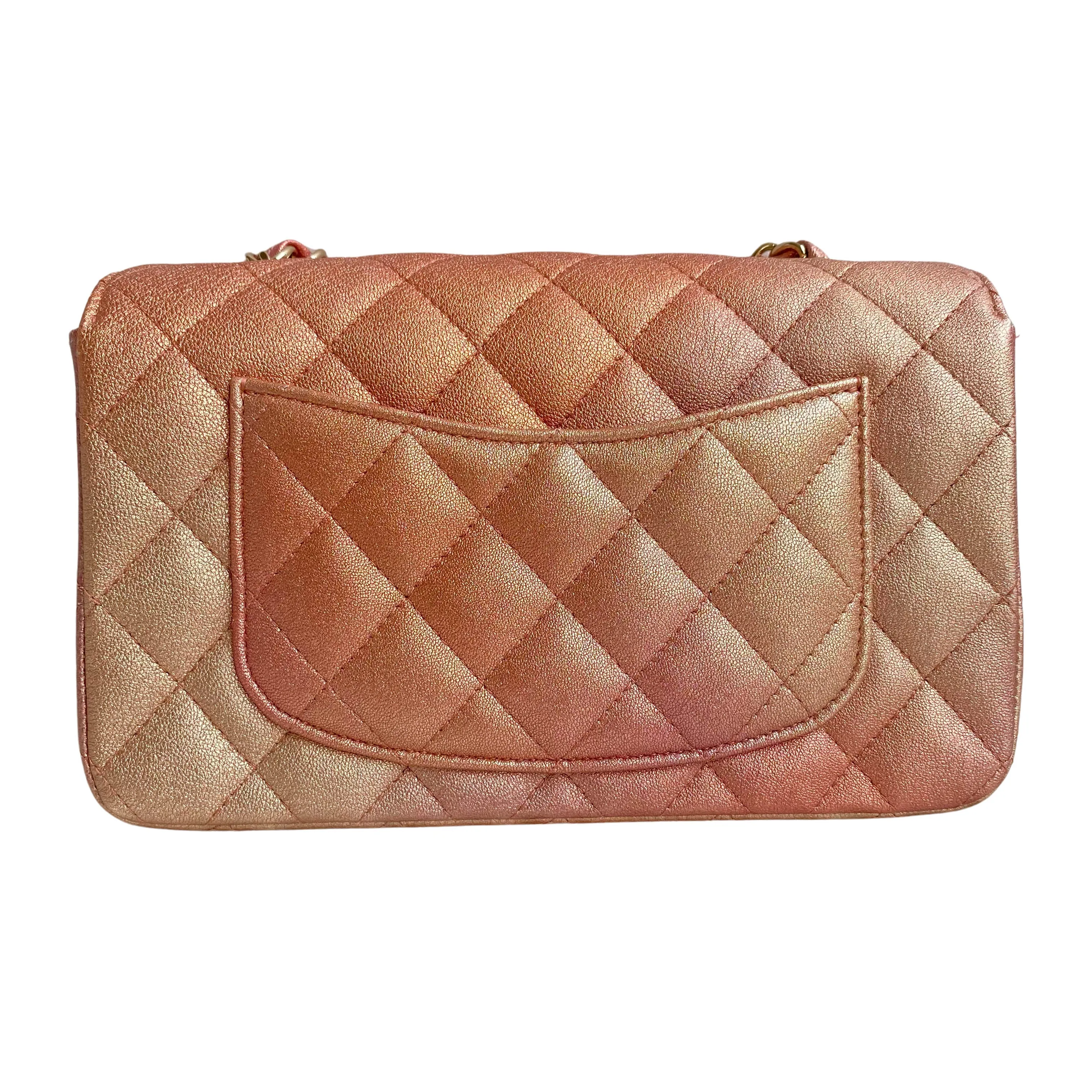 21S Rose Gold Lambskin Mini Rectangular Flap Bag