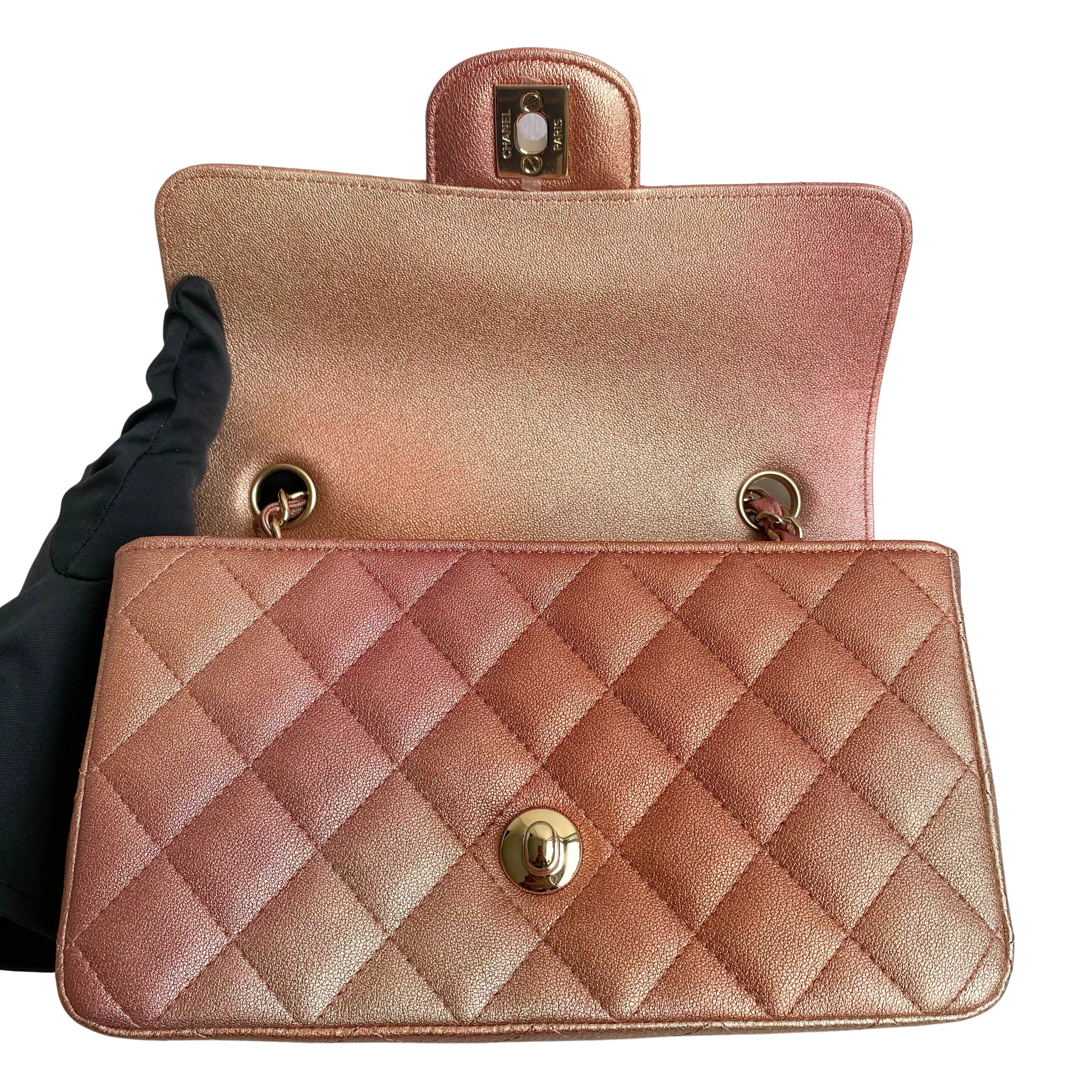 21S Rose Gold Lambskin Mini Rectangular Flap Bag