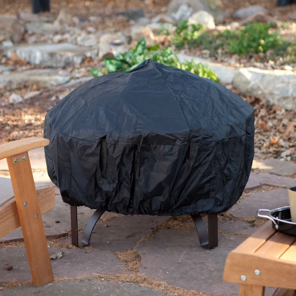 23-inch Heavy Duty Steel Fire Pit Cauldron with Stand and Cover