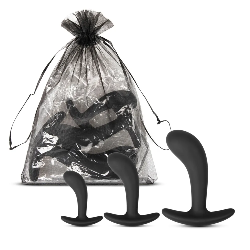 3 Pcs Black Silicone Anal Butt Plug Set ( Type III )