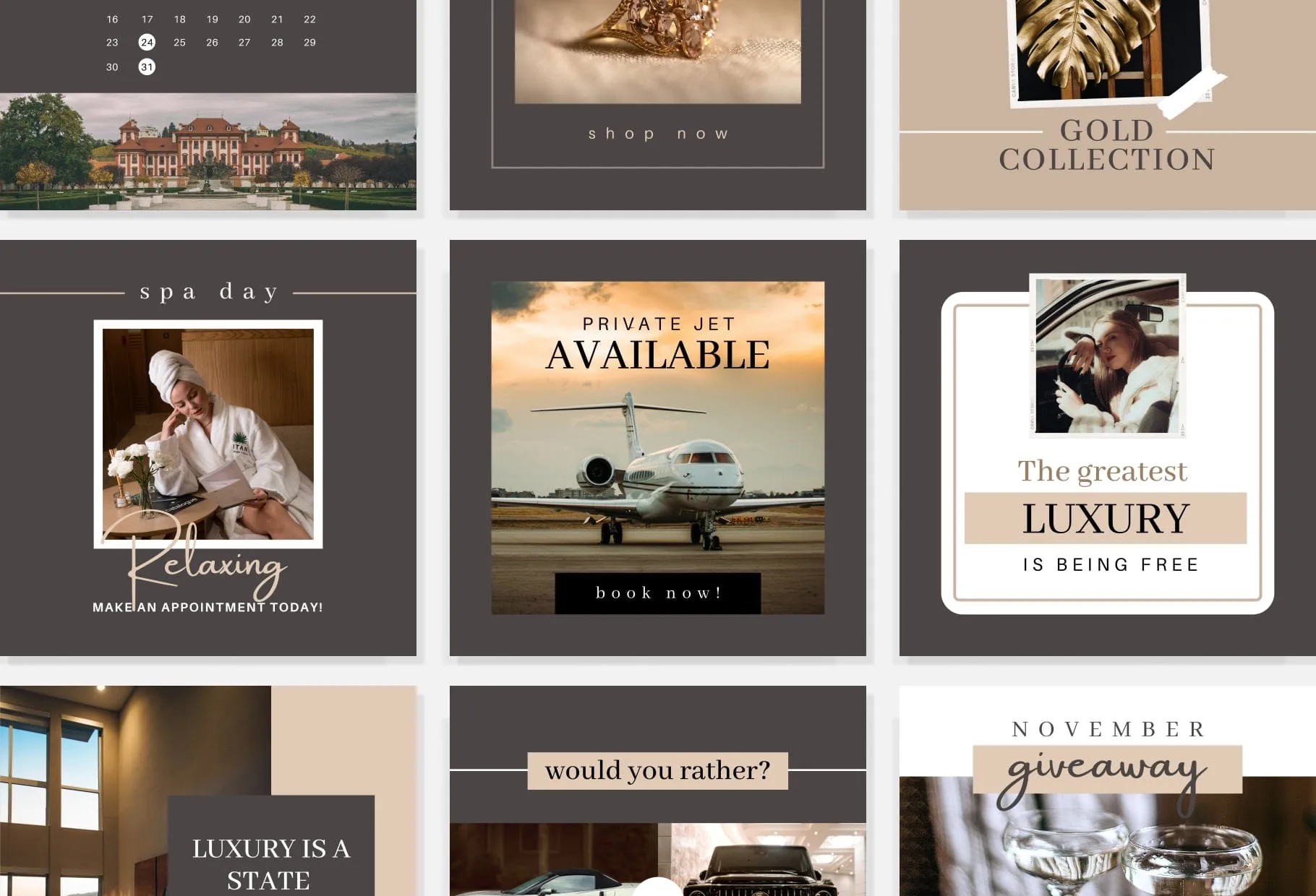 30 Luxurious Lifestyle Instagram Post Canva Templates