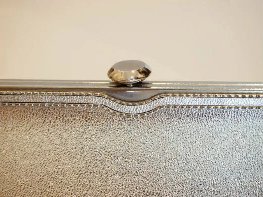 50s Silver Láme Clutch With Retractable Strap
