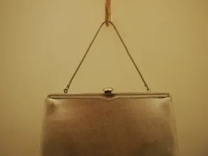 50s Silver Láme Clutch With Retractable Strap