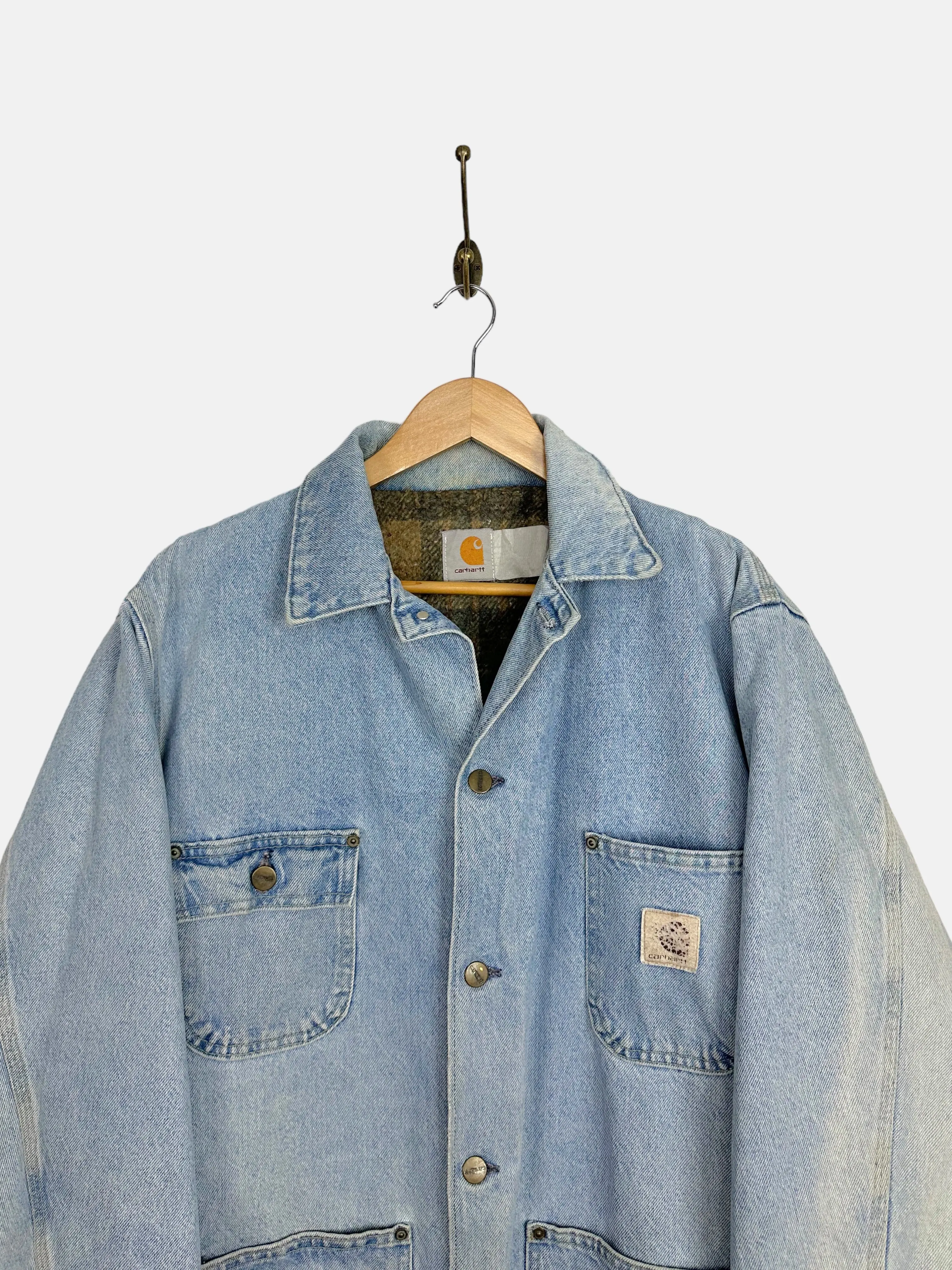 90's Carhartt Heavy Duty Vintage Denim Jacket Size L