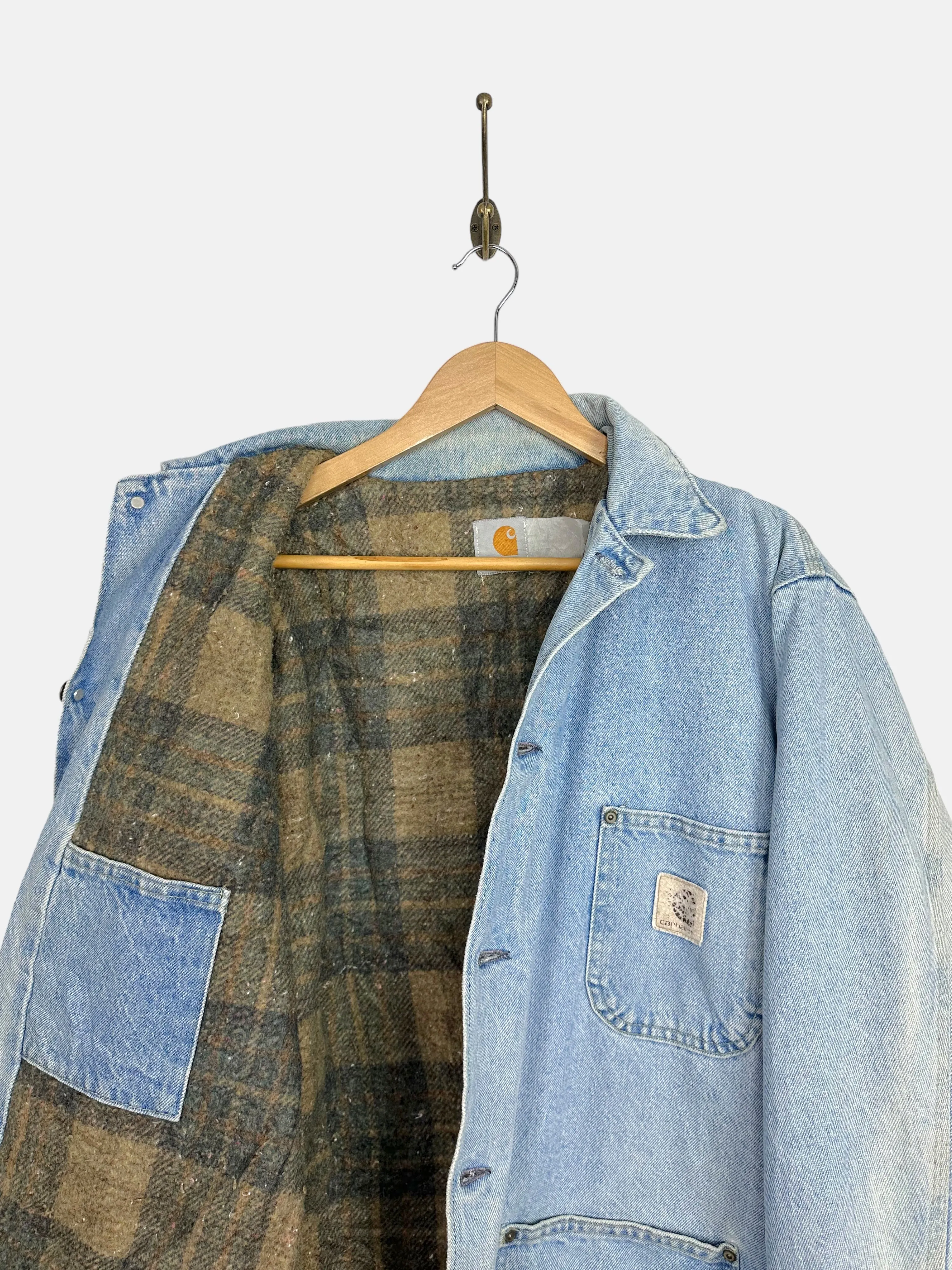 90's Carhartt Heavy Duty Vintage Denim Jacket Size L