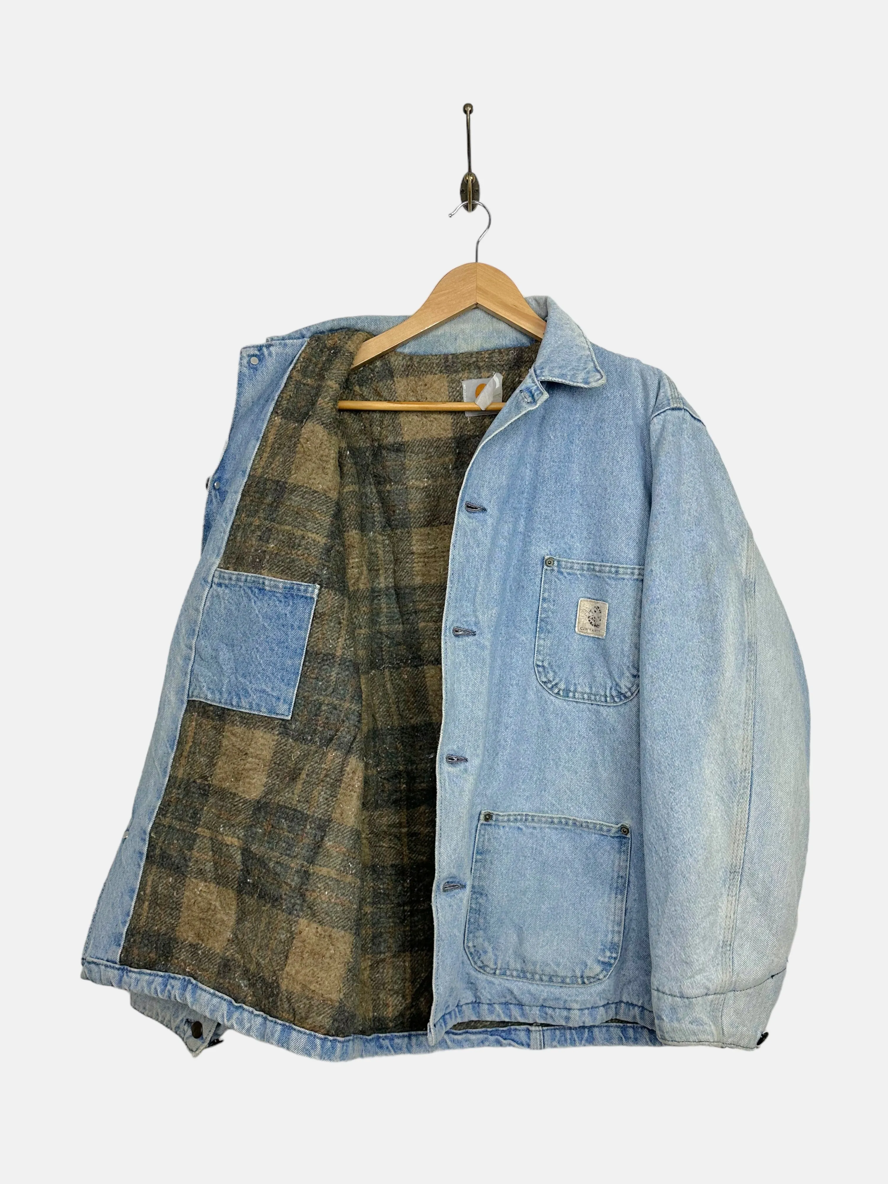 90's Carhartt Heavy Duty Vintage Denim Jacket Size L