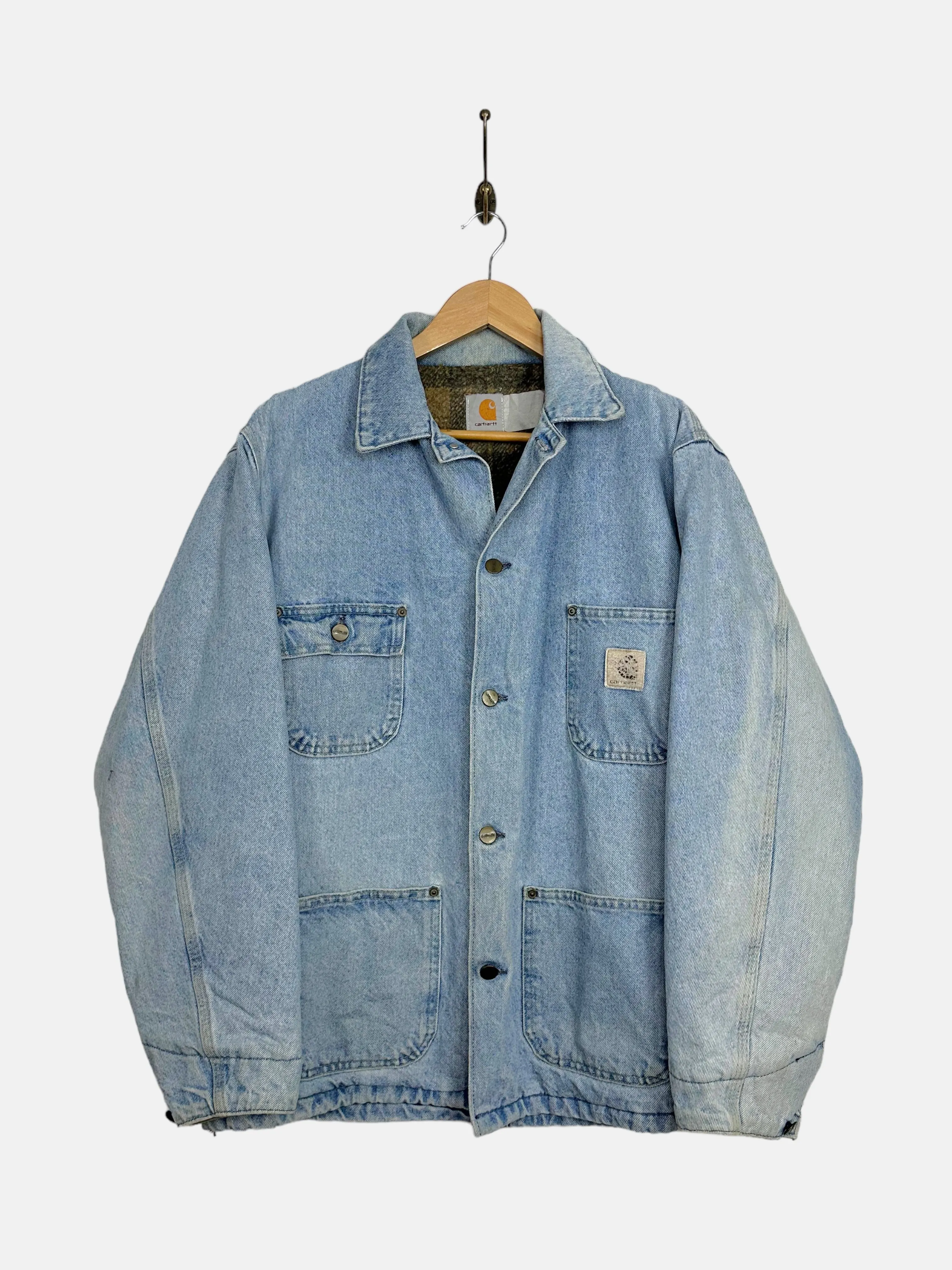 90's Carhartt Heavy Duty Vintage Denim Jacket Size L