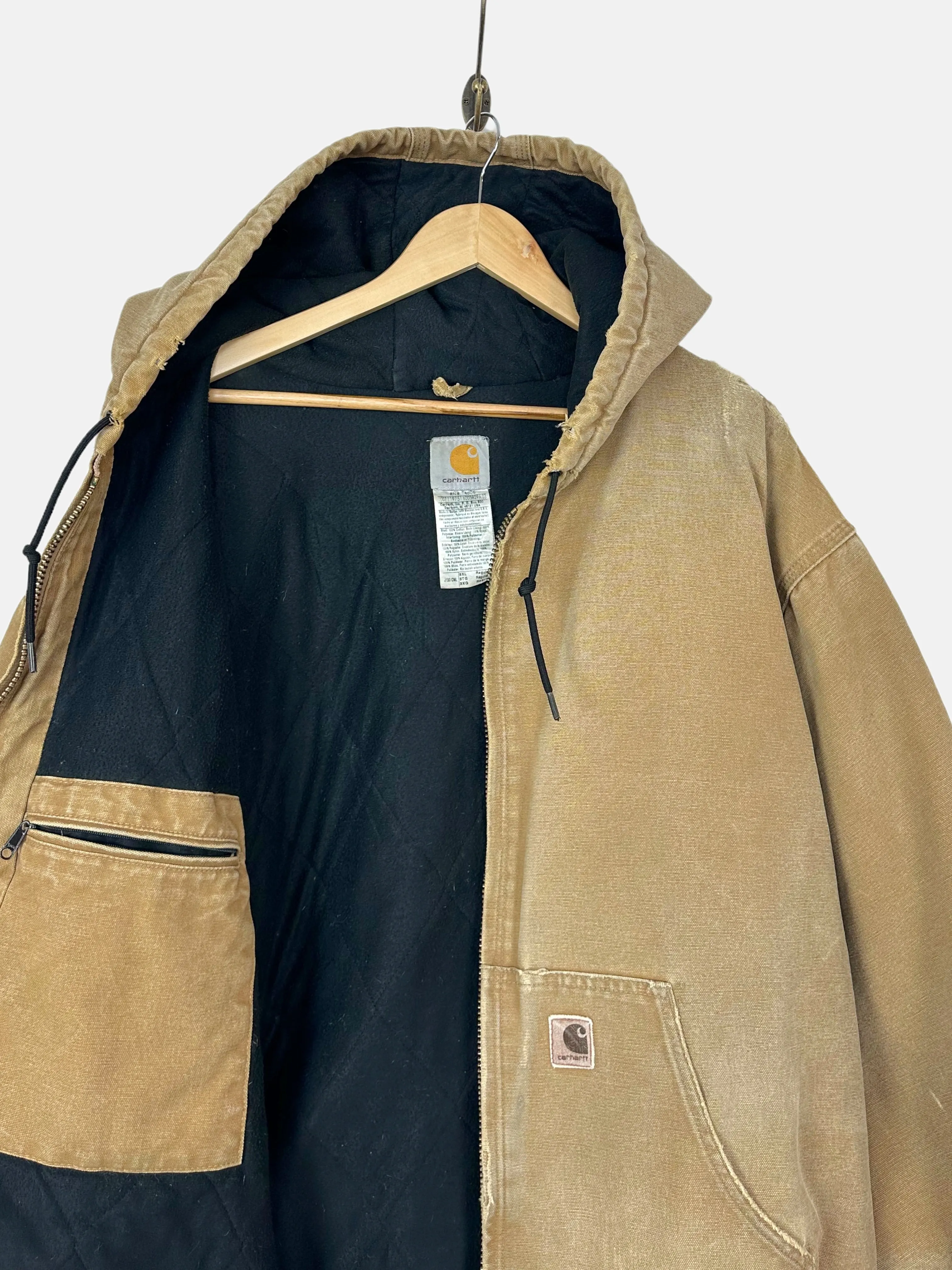90's Distressed Carhartt Heavy Duty Vintage Jacket with Hood Size 2-3XL