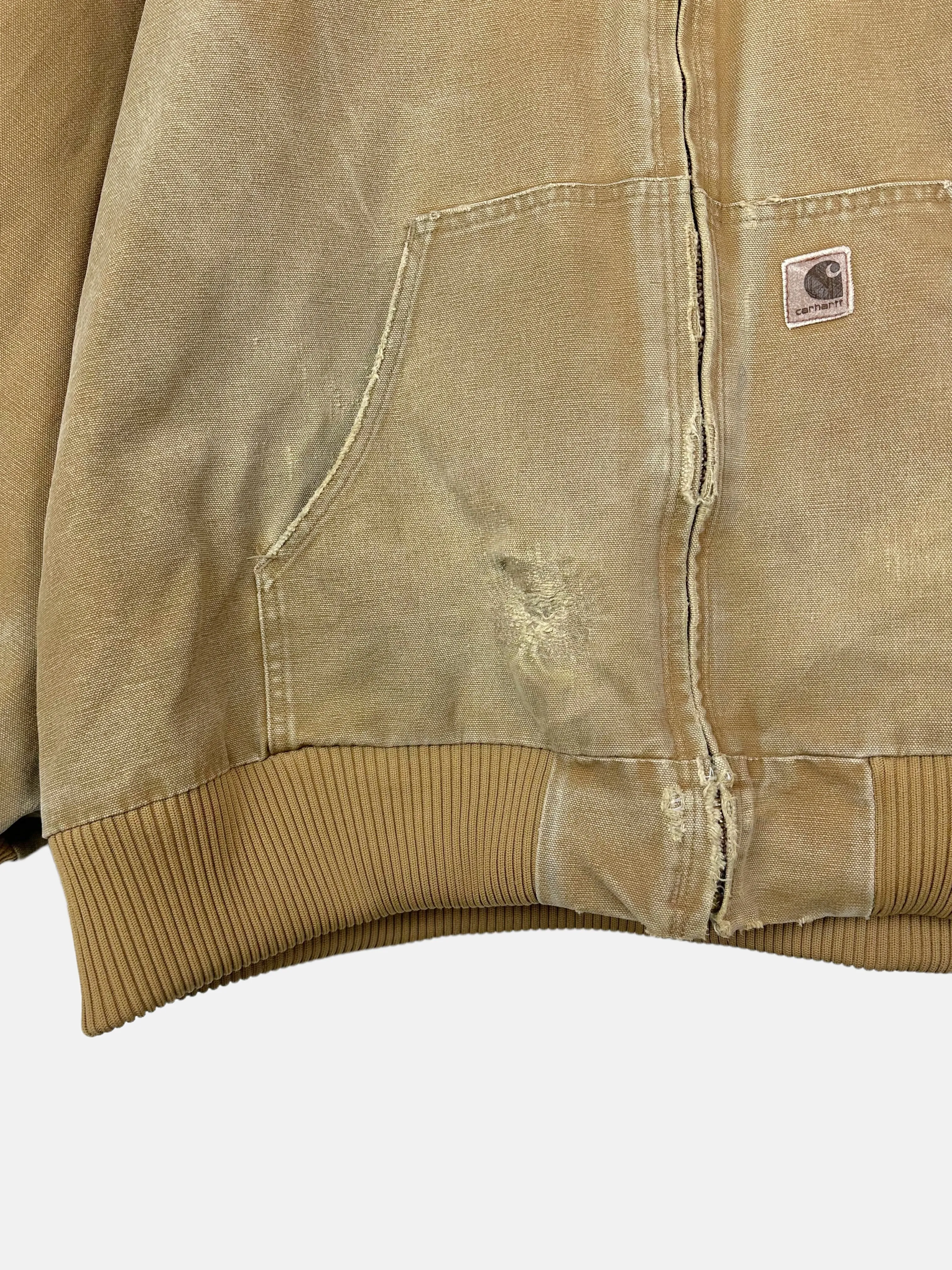90's Distressed Carhartt Heavy Duty Vintage Jacket with Hood Size 2-3XL