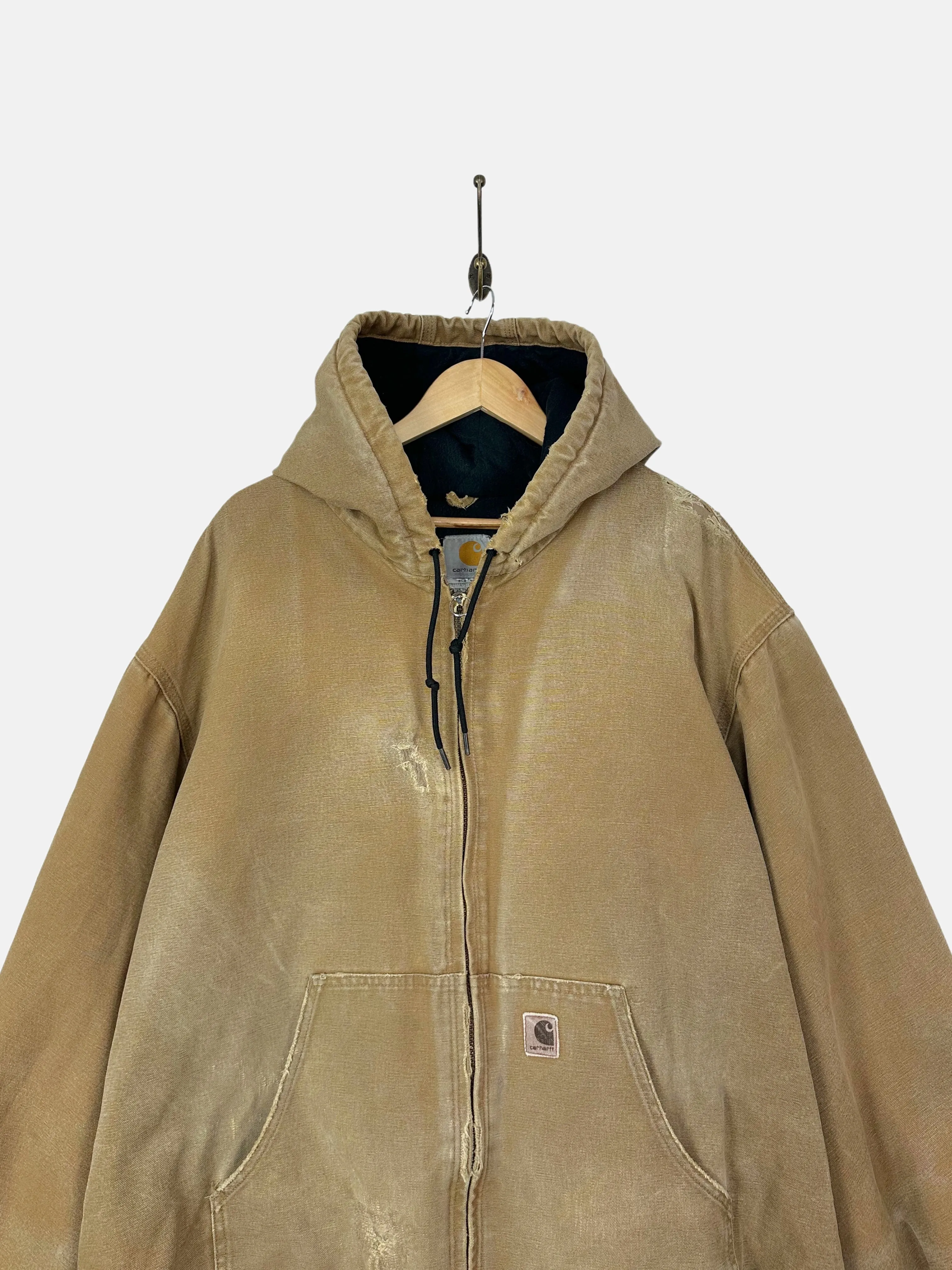 90's Distressed Carhartt Heavy Duty Vintage Jacket with Hood Size 2-3XL