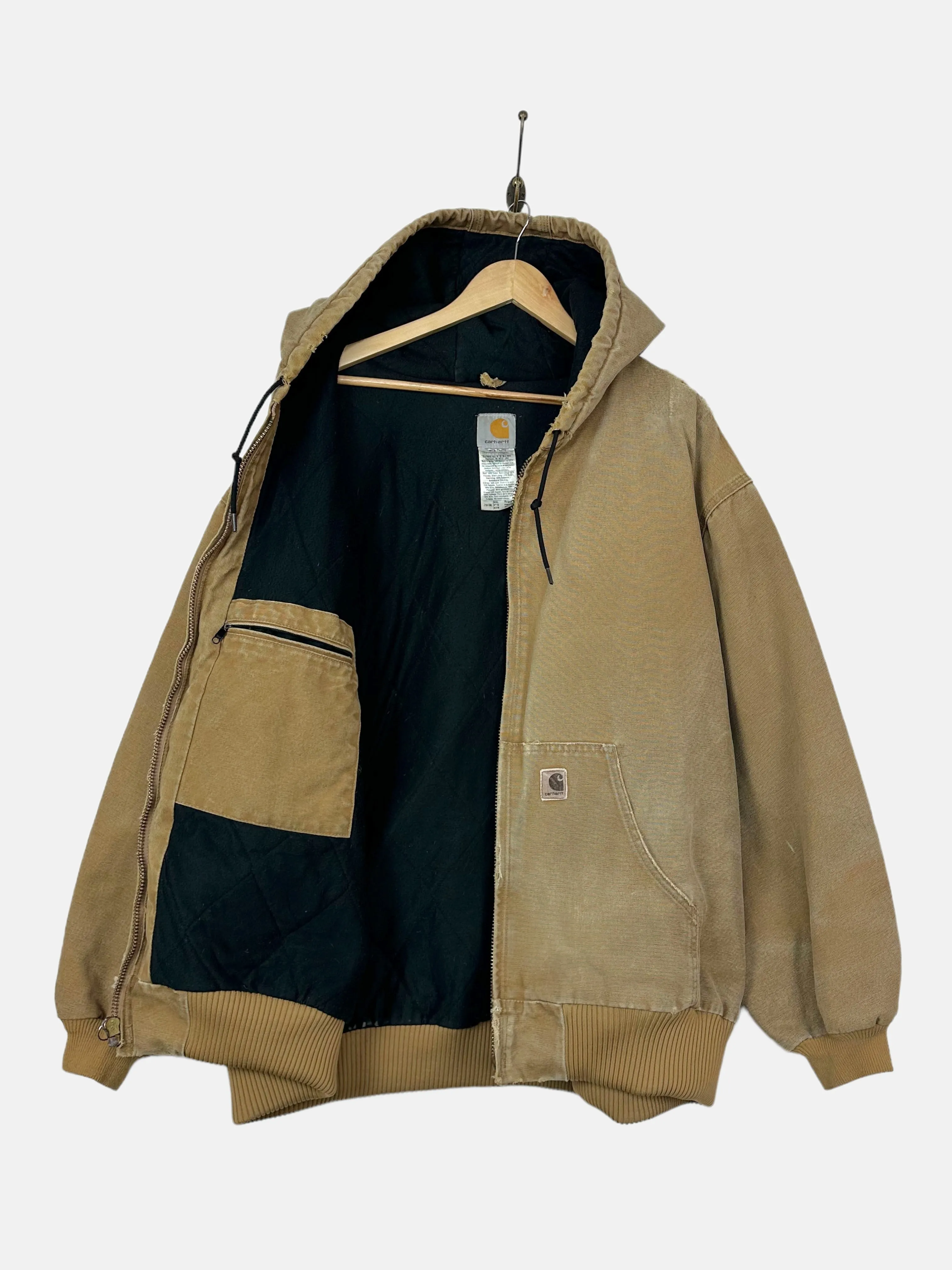 90's Distressed Carhartt Heavy Duty Vintage Jacket with Hood Size 2-3XL