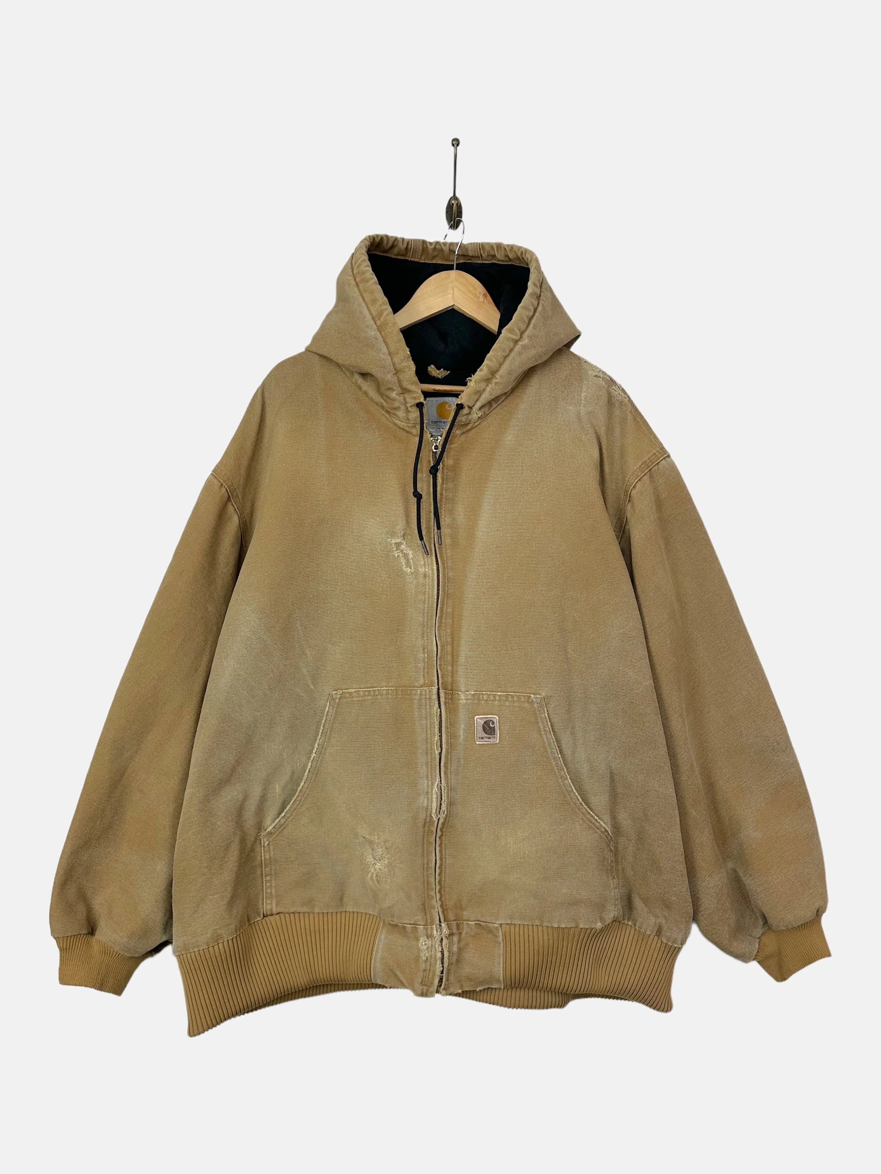 90's Distressed Carhartt Heavy Duty Vintage Jacket with Hood Size 2-3XL