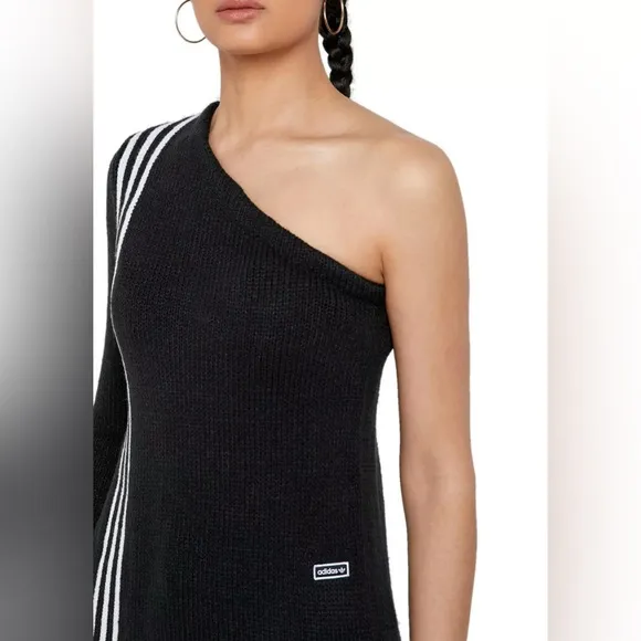 Adidas Black One Shoulder Sweater Three Stripe TLRD Small New Black