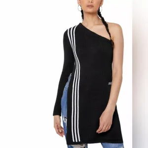 Adidas Black One Shoulder Sweater Three Stripe TLRD Small New Black