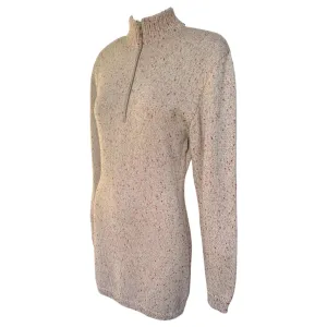 Alaia A/W 1986 Flecked Beige Mini Zip-Up Sweater Dress